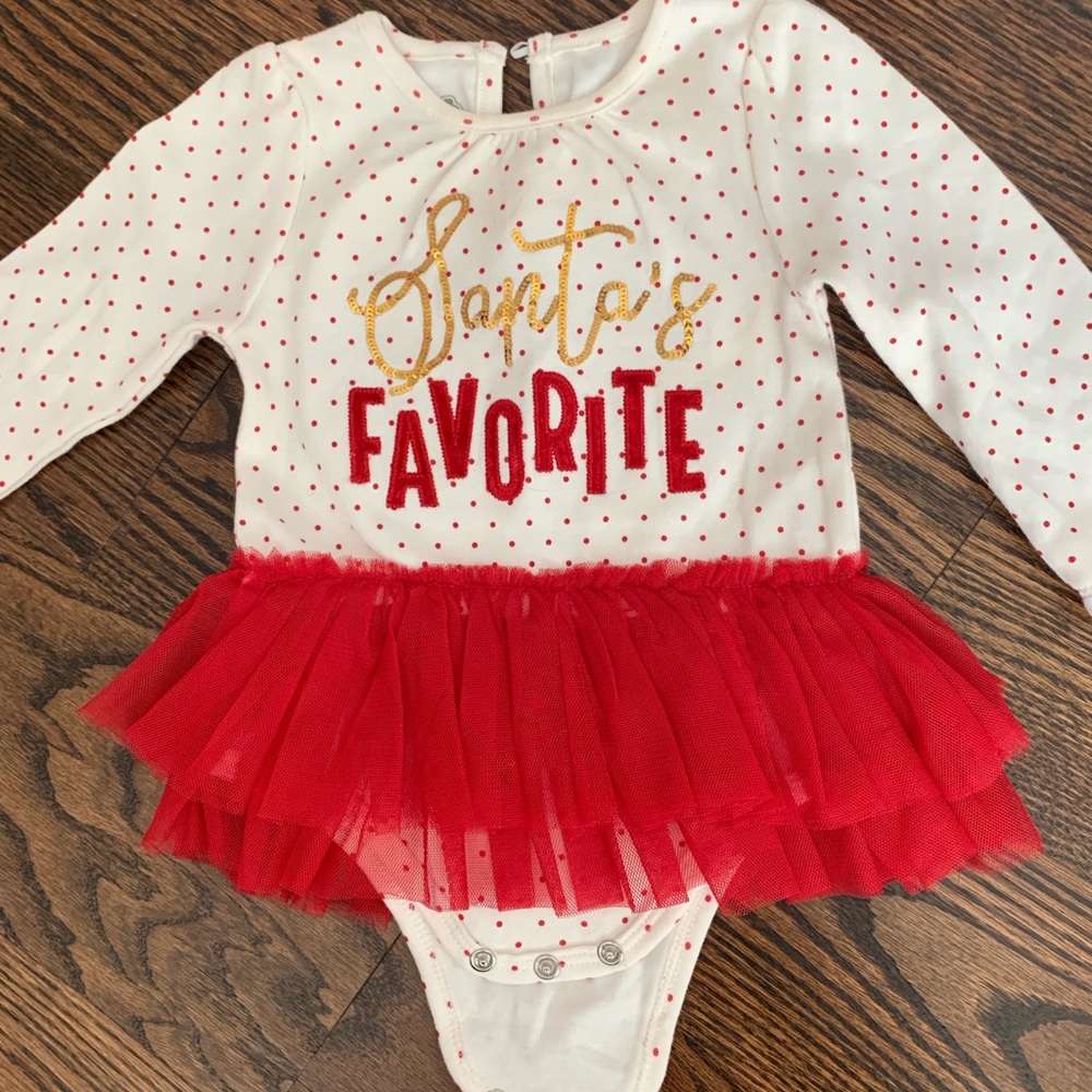 Mudpie “Santa’s Favorite” - 6/9MO Onesie Tutu